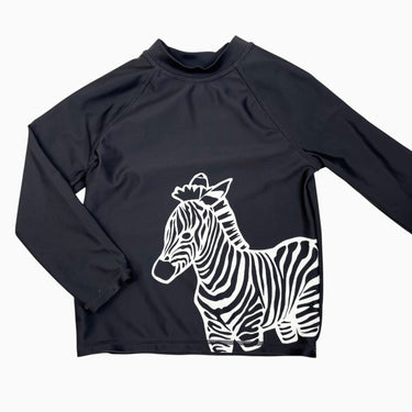 Haut de maillot noir style rashie zèbre 2-4Y