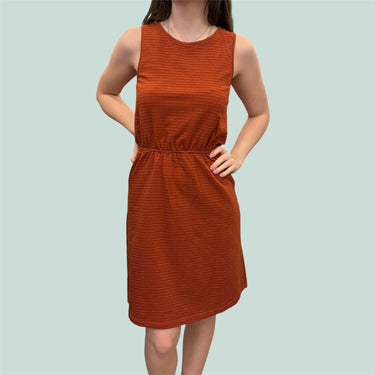 Robe rouille à rayures dorées en coton et poly pour femmes T0 XS