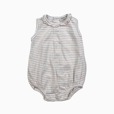 Barboteuse sans manche à rayures roses 12M