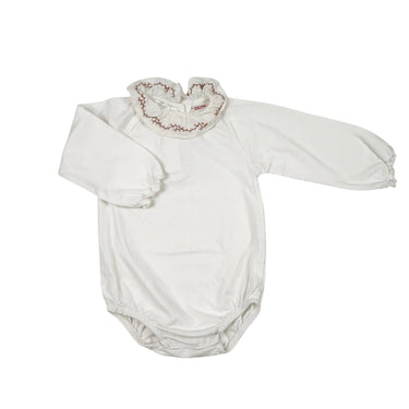 Cache-couche blanche à col fleurs brodées 9-12M