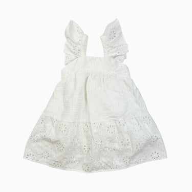 Robe blanche en mousseline avec broderie anglaise 4Y