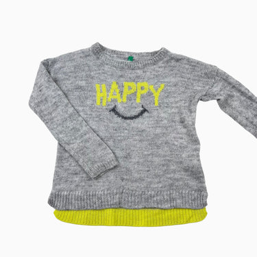 Pull gris en tricot d'acrylique et laine 'Happy' 4-5Y