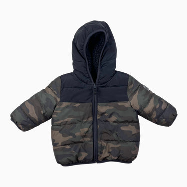 Manteau camouflage réversible en sherpa noir 3-6M