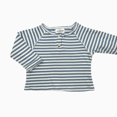 Chandail à rayures bleues en coton gaufré 6-12M