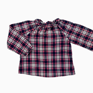 Blouse carreautée marine et rouge en flanelle 24M