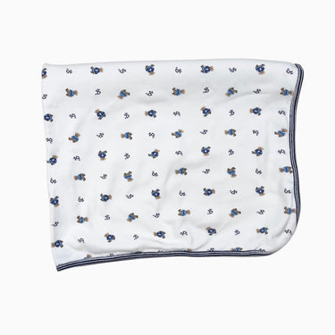 Couverture blanche en coton à imprimé oursons 75x65cm