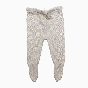 Pantalon à pied vanille en tricot de coton 12-18M