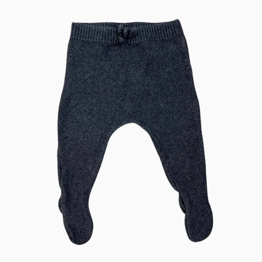 Pantalon gris charcoal à pieds en tricot de coton 1-3M