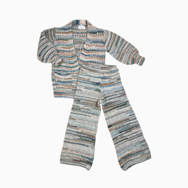 Ensemble veste et pantalon rayé en tricot mélangé 6-7Y