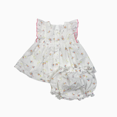 Robe avec bloomer blanc fleuri 1M