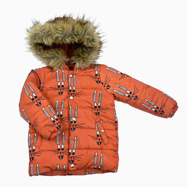 Manteau d'hiver orange lapin avec fourrure 4Y
