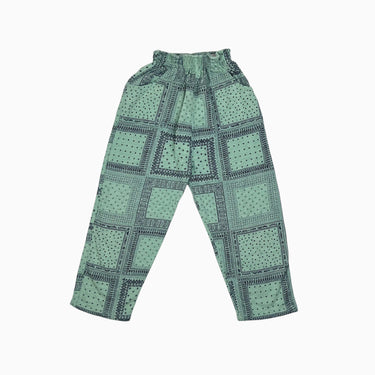 Pantalon vert 'paisley' en coton pima bio (fait grand) 4-5Y