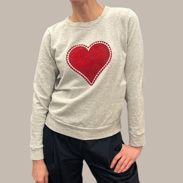 Pull gris 'coeur' en coton pour femmes L
