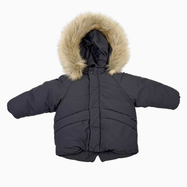 Manteau à capuchon anthracite doublé en sherpa 9-12M