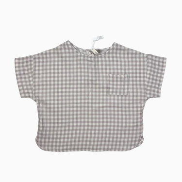 Blouse à vichy taupe 4-5Y