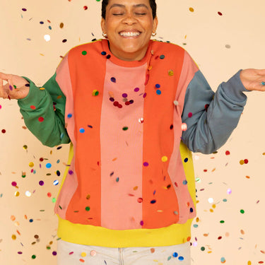 Pull à rayures colorées en coton pour femmes OS