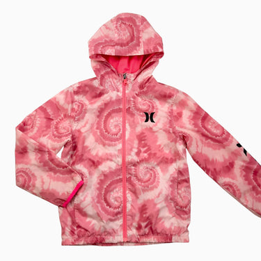 Manteau style coupe-vent rose 'swirl' S fit 8-10Y