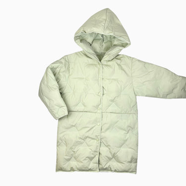 Manteau style parka vert pomme mi-saison à capuchon 140 10Y