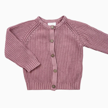Cardigan rose en tricot de coton 6-12M
