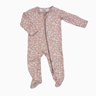 Pyjama rose fleuri en coton et spandex 6-12M