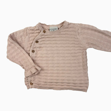 Pull rose texturé en tricot de coton 18M