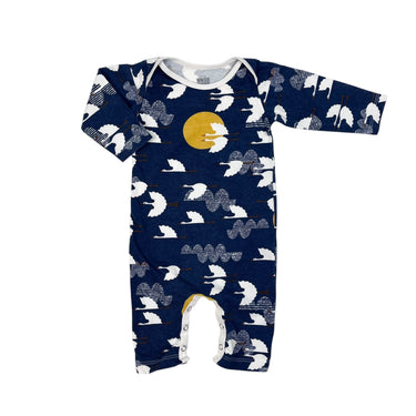 Combi marine 'oiseaux' en coton bio 3M