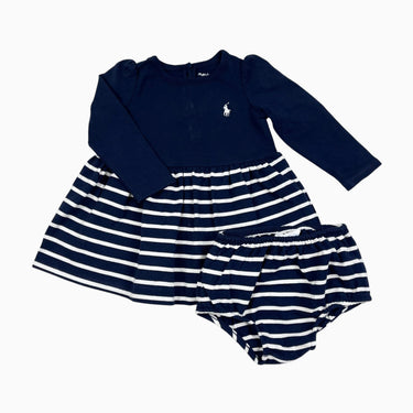 Robe avec bloomer marine à rayures 9M