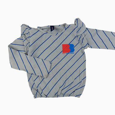 Chandail gris-bleu à rayures 5-6Y