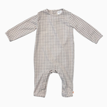 Pyjama rose pâle en coton pima extensible à carreaux 3-6M