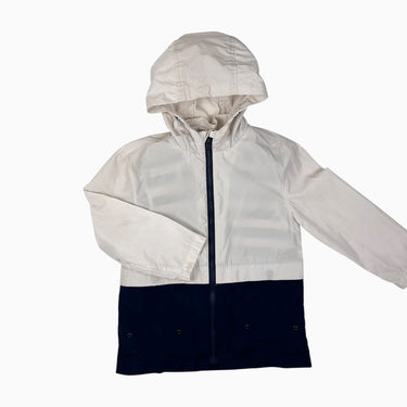 Manteau style coupe-vent vanille et marine doublé partiellement 5-6Y