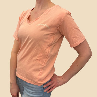 T-shirt d'allaitement corail col en V en coton pour femmes S