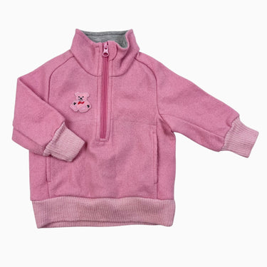 Pull rose bubblegum demi-zip en laine vierge 6-12M