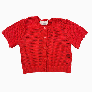 Pull rouge en tricot de coton 2-4Y