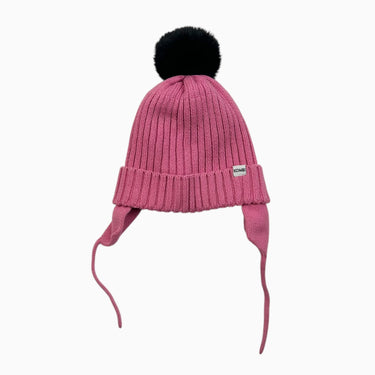 Tuque rose en tricot de coton doublé en polar 12-24M