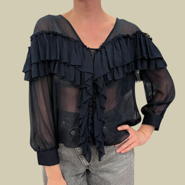 Blouse marine en chiffon léger pour femmes M