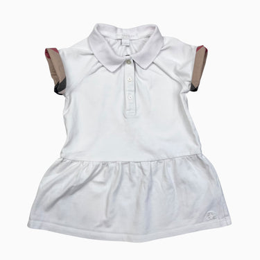 Robe blanche en coton piqué avec bordure à carreaux 2Y
