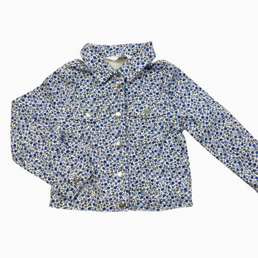 Veste fleurs bleues en canvas de coton 4-5Y