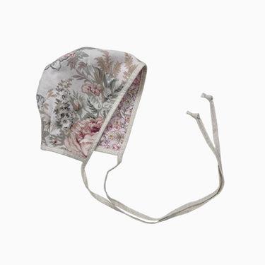 Bonnet réversible en coton floral crème et rose 12M-3Y