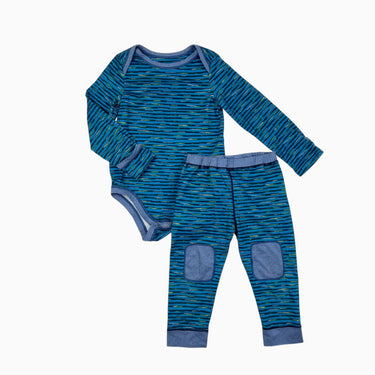 Cache-couche et legging sous-couche bleu à rayures 18-24M