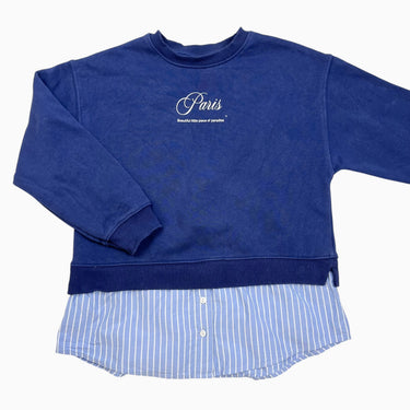 Pull marine avec fausse chemise intégrée 'Paris' 8-9Y