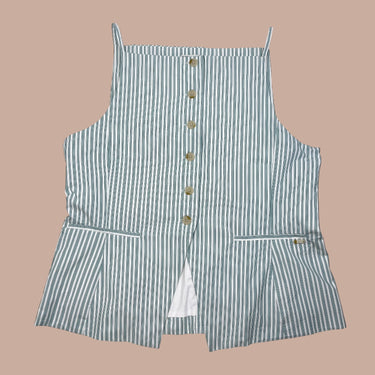 Blouse en coton à rayures vertes pour femmes XL
