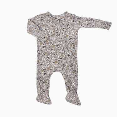 Pyjama blanc fleuri en bambou et spandex 0-3M