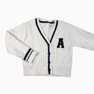 Cardigan blanc cassé 'A' en tricot torsadé 3-4Y