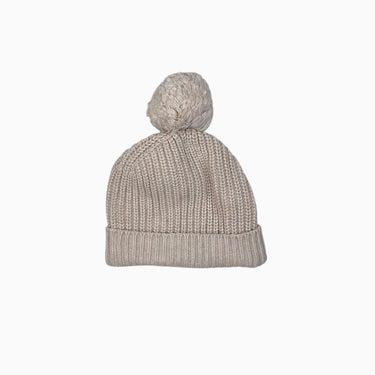 Tuque avec ponpom vanille en tricot 2Y+