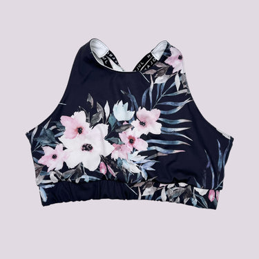 Haut de sport noir à imprimé floral pour femmes XL