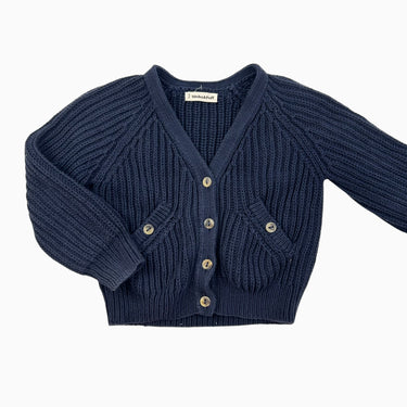 Cardigan marine en tricot de coton pima 4-5Y fit 3-4Y