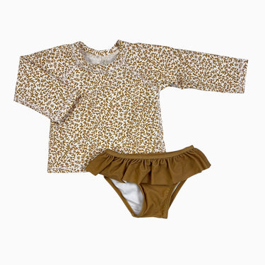 Maillot deux pièces vanille fleurs ocre 12-18M