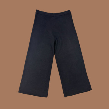 Pantalon noir en tricot de laine et acrylique pour femmes L