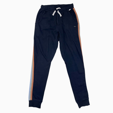 Jogging noir à imprimé bandes latérales colorées en coton french terry 14Y