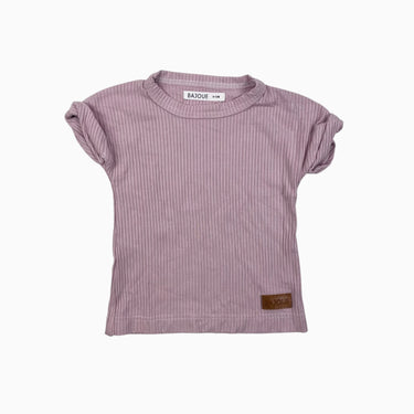 T-shirt rose côtelé en bambou et spandex 0-12M